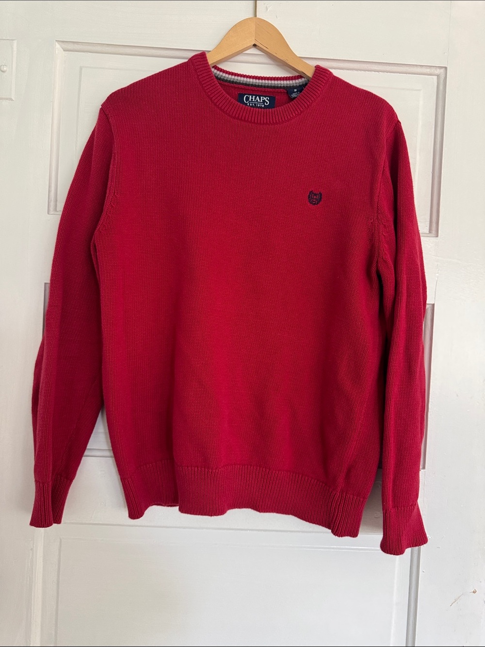 Chaps Ralph Lauren Men's 100% Cotton Crewneck Sweater - Red - Perfect Condition!